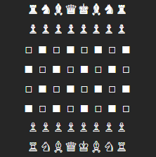 A chess board made from ascii and unicode characters.